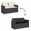 vidaXL Garden Sofa with Cushions 2-Seater Black Poly Rattan