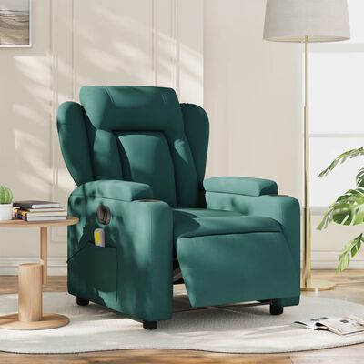 vidaXL Electric Massage Recliner Chair Dark Green Fabric