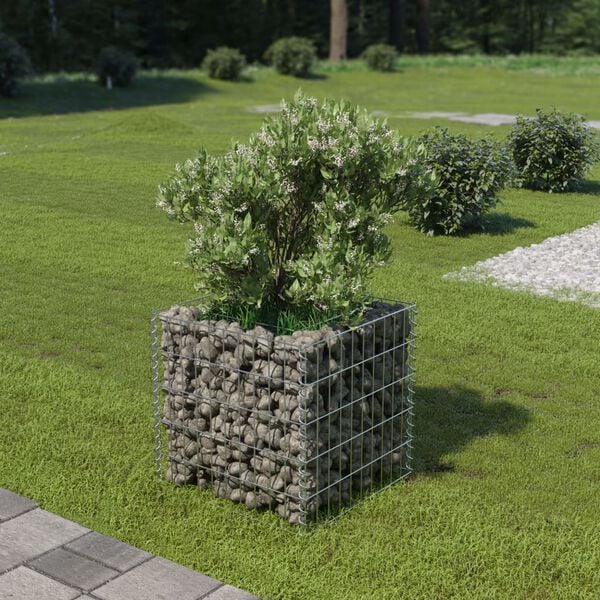 vidaXL Gabion Raised Bed Galvanised Steel 50x50x50 cm