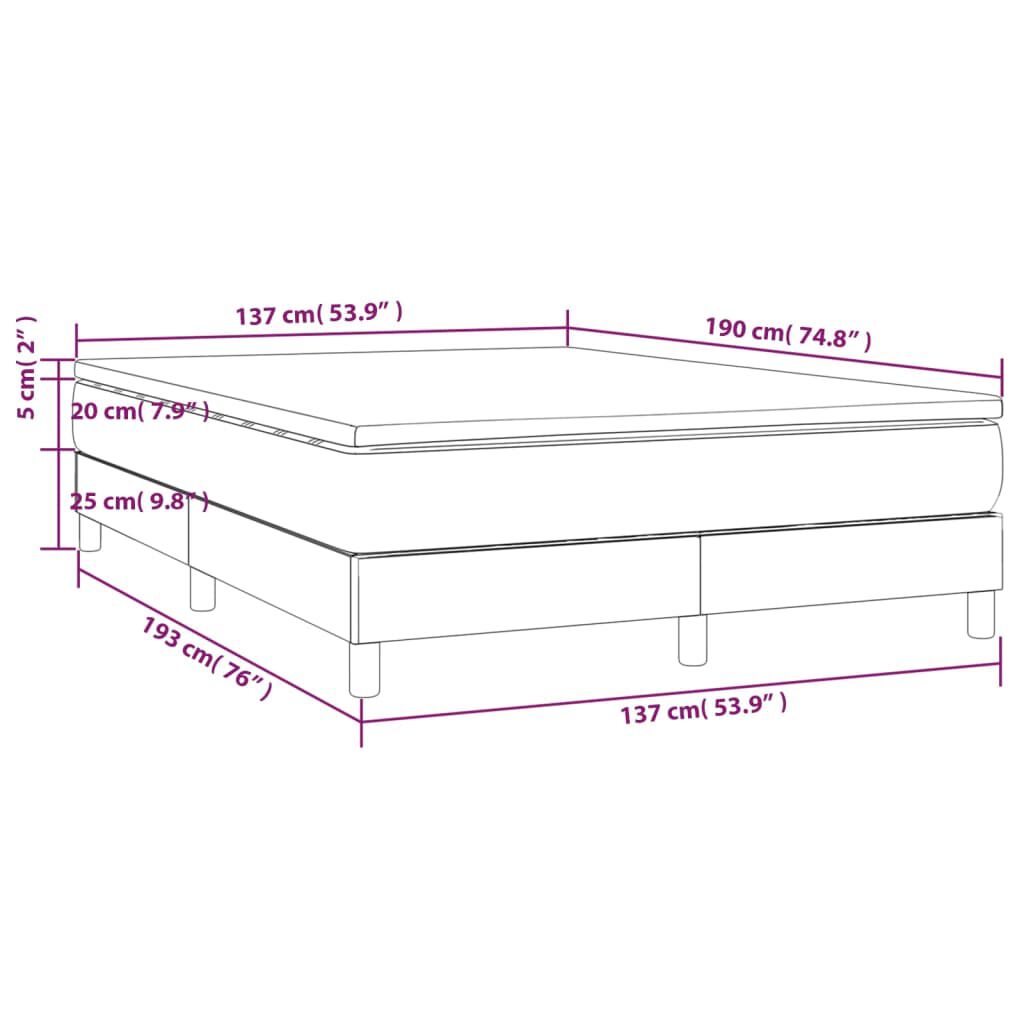 vidaXL Box Spring Bed with Mattress Dark Grey 137x190 cm Velvet