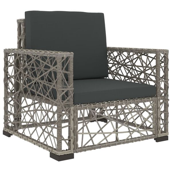 vidaXL 6 Piece Garden Lounge Set with Cushions Poly Rattan grey