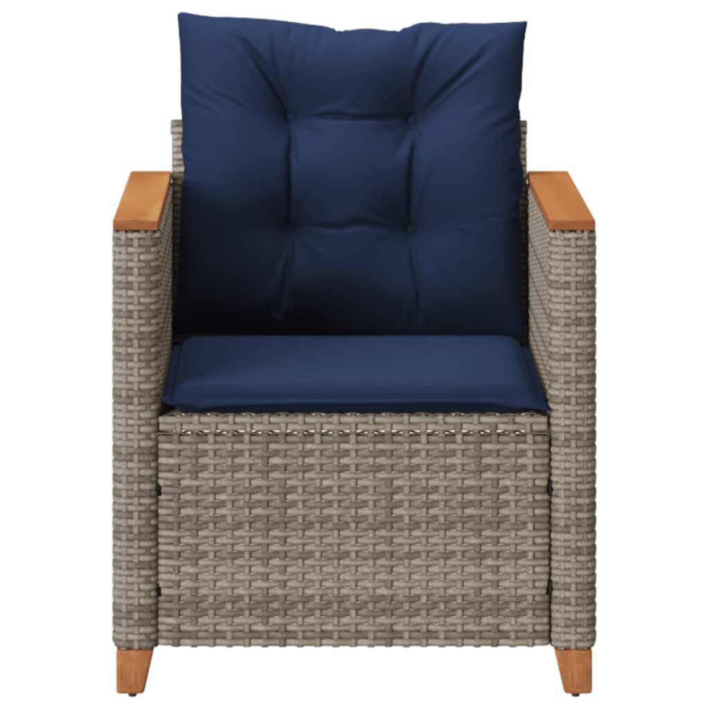 vidaXL Garden Chair with Cushions Grey Poly Rattan