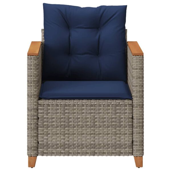 vidaXL Garden Chair with Cushions Grey Poly Rattan