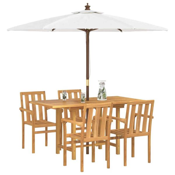 vidaXL Garden Dining Set 5 pcs Brown 160 x 80 x 75 cm Solid teak wood