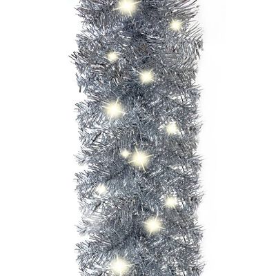 vidaXL Christmas Garland with LED Lights 5 m Silver