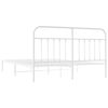 vidaXL Metal Bed Frame without Mattress with Headboard White 183x213cm