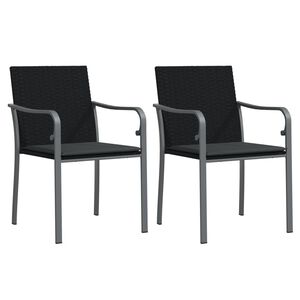 vidaXL Garden Chairs with Cushions 2 pcs Black 56x59x84 cm Poly Rattan