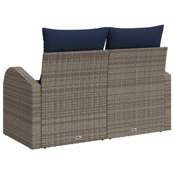 vidaXL Garden Sofa Grey 124 x 62 x 85cm Poly Rattan