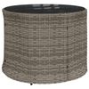 vidaXL Garden Sofa with Table and Cushions Round Grey Poly Rattan
