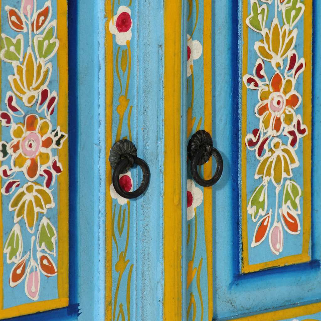 vidaXL TV Cabinet Blue 110x30x40 cm Solid Wood Mango