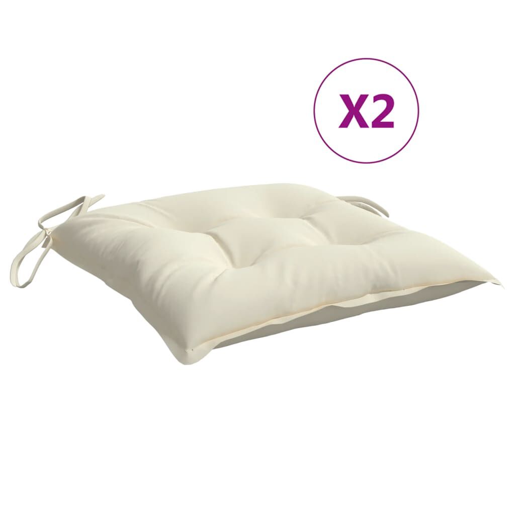 vidaXL Chair Cushions 2 pcs Cream White 40x40x7 cm Oxford Fabric