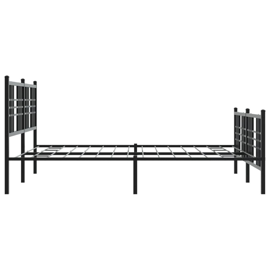 vidaXL Metal Bed Frame without Mattress with Footboard Black 150x200cm