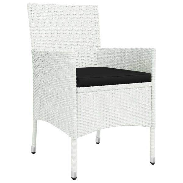 vidaXL 9 Piece Garden Dining Set with Cushions White Poly Rattan