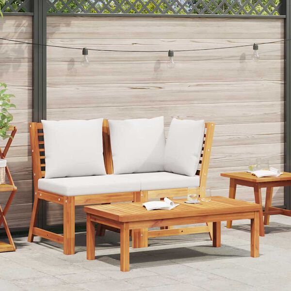 vidaXL 3 Piece Garden Lounge Set with Cream Cushion Solid Acacia Wood
