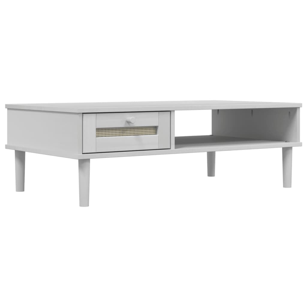 vidaXL Coffee Table SENJA Rattan Look White 100x55x33 cm Solid Wood