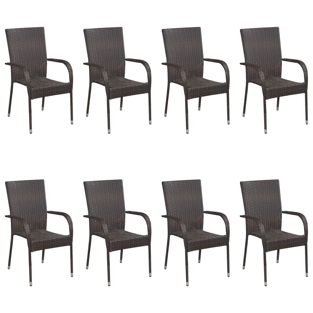 vidaXL 9 Piece Garden Dining Set Brown