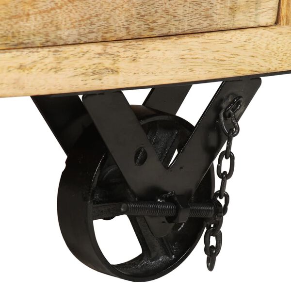vidaXL Side Table with Drawer Wheels Mango Wood 40x40x45 cm