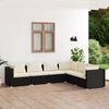 vidaXL 6 Piece Garden Lounge Set with Cushions Poly Rattan Black
