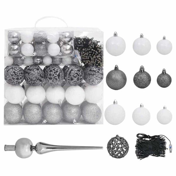 vidaXL Artificial Pre-lit Christmas Tree with Ball Set Gold 210 cm PET