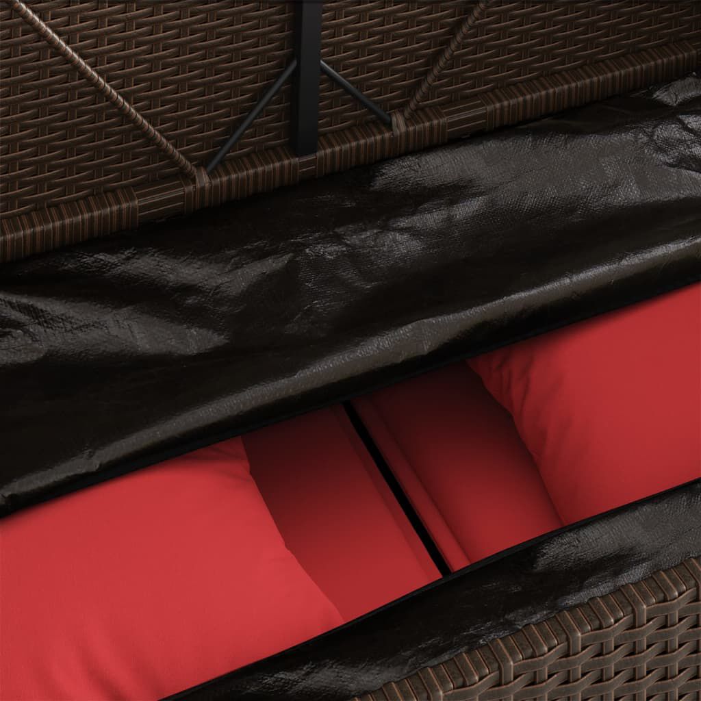 vidaXL Garden Bench with Cushions Brown Poly Rattan