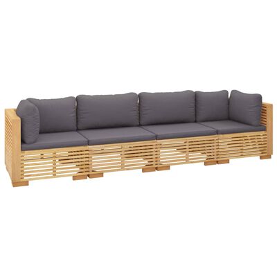 vidaXL 4 Piece Garden Lounge Set with Cushions Solid Wood Teak