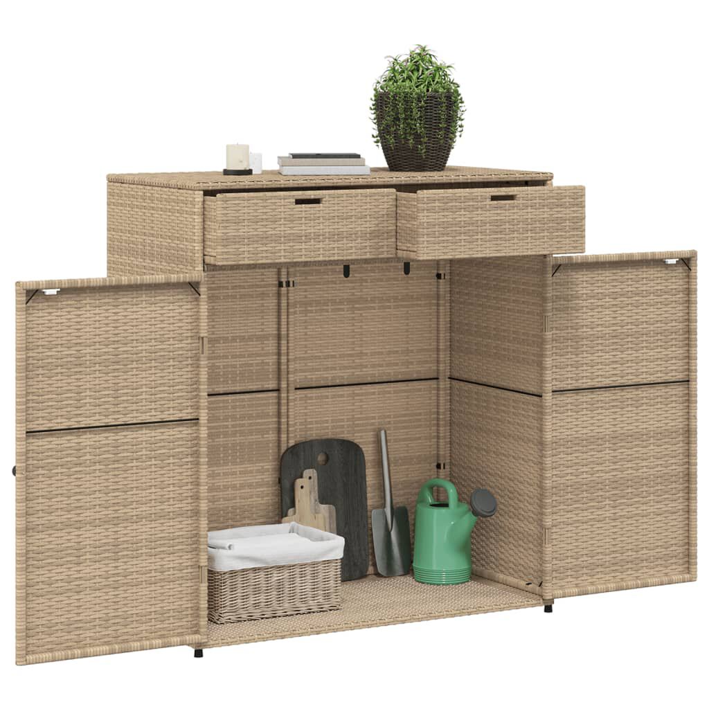 vidaXL Garden Storage Cabinet Beige 105x55x113 cm Poly Rattan