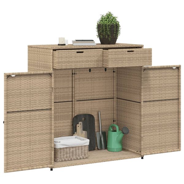 vidaXL Garden Storage Cabinet Beige 105x55x113 cm Poly Rattan