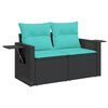 vidaXL 6 Piece Garden Sofa Set with Cushions Black Poly Rattan