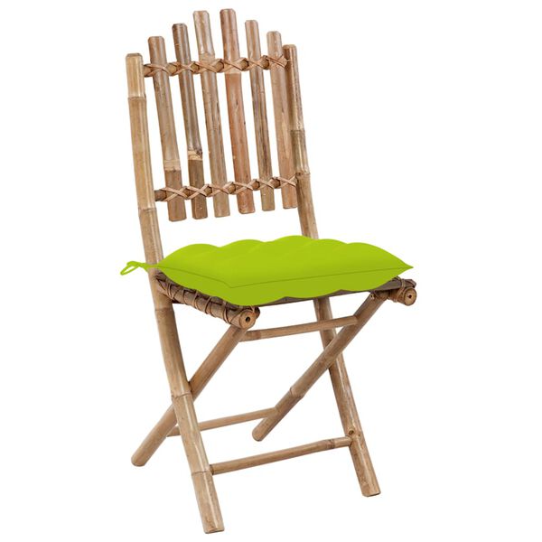 vidaXL 5 Piece Folding Outdoor Dining Set with Cushions Bamboo