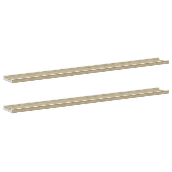 vidaXL Wall Shelves 2 pcs White and Sonoma Oak 115x9x3 cm