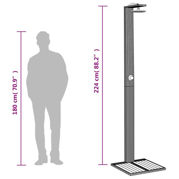 vidaXL Outdoor Shower Grey 50x55x224 cm Poly Rattan and Acacia Wood