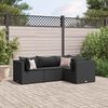 vidaXL 4 Piece Garden Lounge Set with Cushions Black Poly Rattan