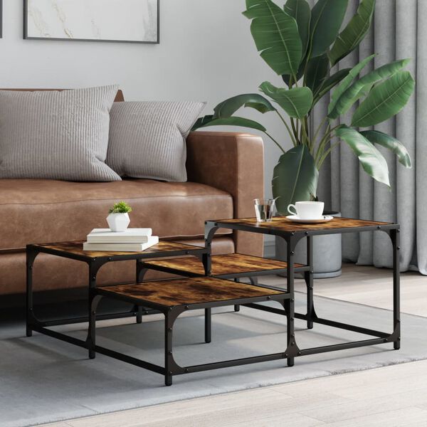 vidaXL Coffee Table Smoked Oak 87.5x87.5x40 cm Engineered Wood