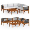 vidaXL 6 Piece Garden Lounge Set with Cushions Cream Wood Acacia&Rope