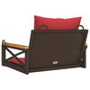 vidaXL Swing Bench with Cushions Brown 63x62x40 cm Poly Rattan