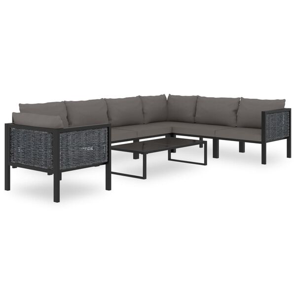 vidaXL 8 Piece Garden Lounge Set with Cushions Poly Rattan Anthracite