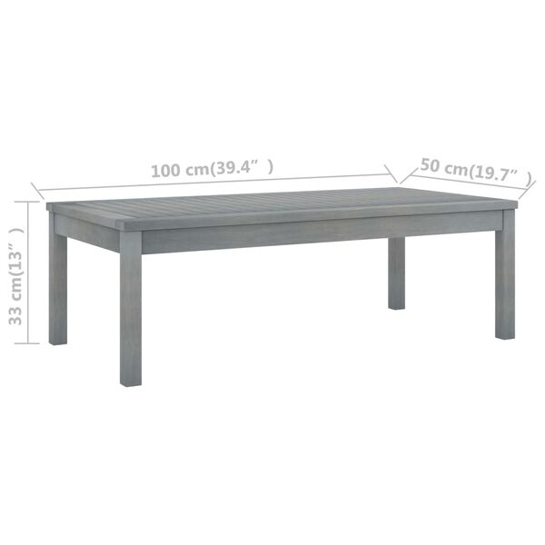 vidaXL Coffee Table 100x50x33 cm Grey Solid Acacia Wood