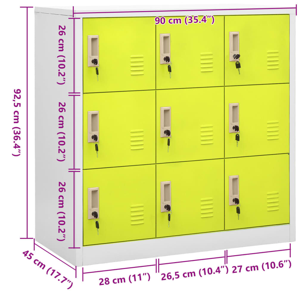 vidaXL Locker Cabinet Light Grey and Green 90x45x92.5 cm Steel