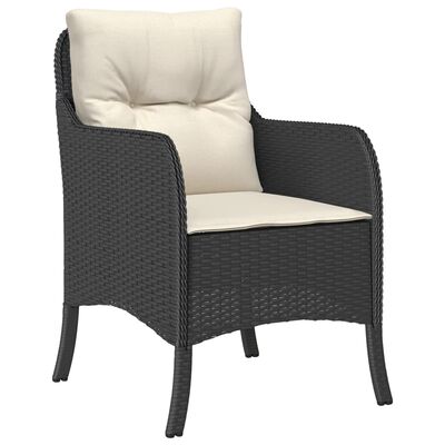 vidaXL 5 Piece Garden Dining Set with Cushions Black Poly Rattan