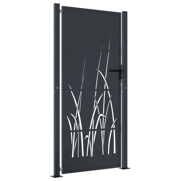 vidaXL Garden Gate Anthracite 105x180 cm Steel Grass Design