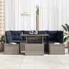 vidaXL Sofa Set with Cushion 7 pcs Grey and Navy Blue Poly Rattan
