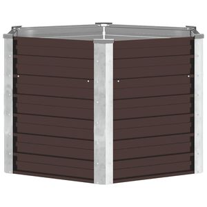 vidaXL Garden Raised Bed Brown 129x129x77 cm Galvanised Steel