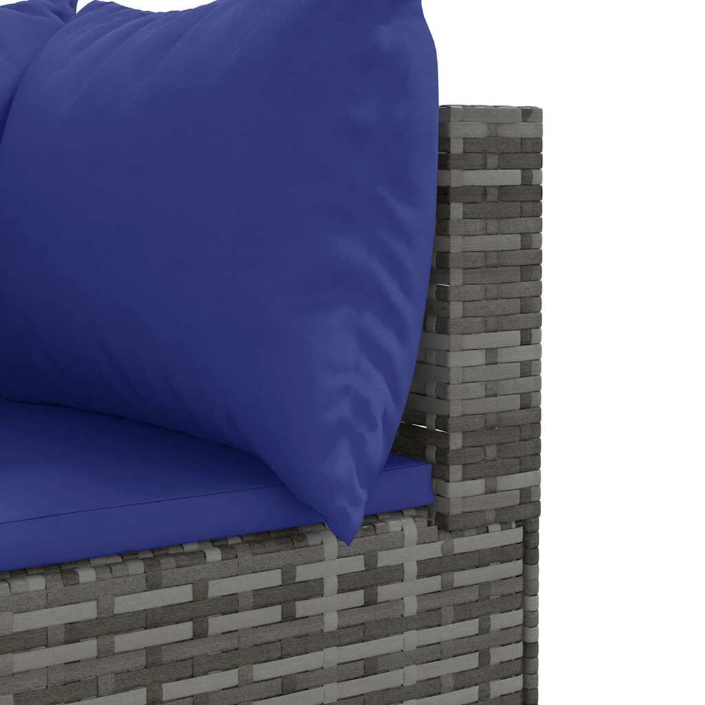 vidaXL 7 Piece Garden Lounge Set with Cushions Grey Poly Rattan