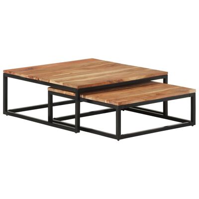 vidaXL Nesting Coffee Tables 2 pcs Solid Acacia Wood