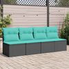vidaXL Garden Sofa with Cushions 4-Seater Black Poly Rattan