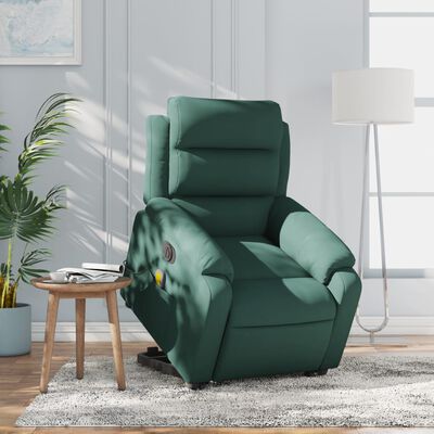 vidaXL Electric Stand up Massage Recliner Chair Dark Green Velvet