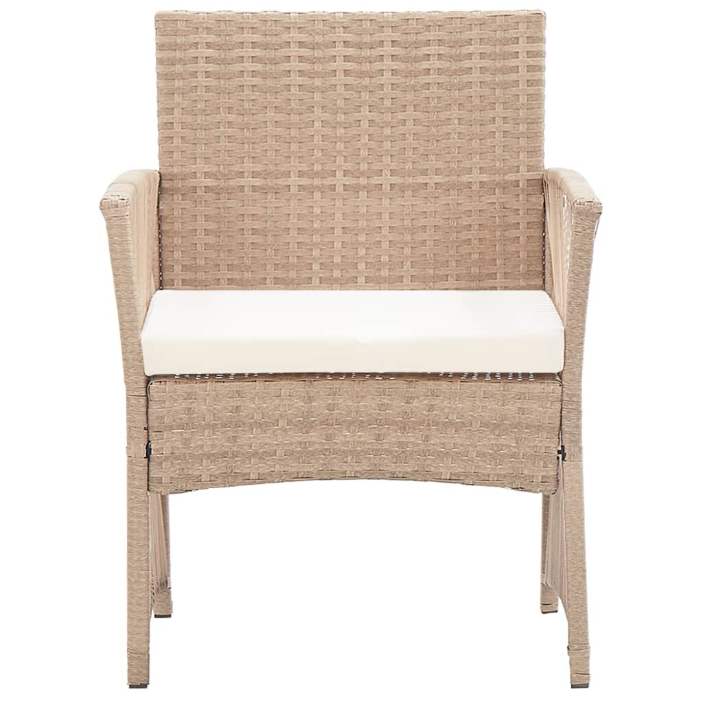 vidaXL 4 Piece Garden Lounge Set with Cushion Poly Rattan Beige