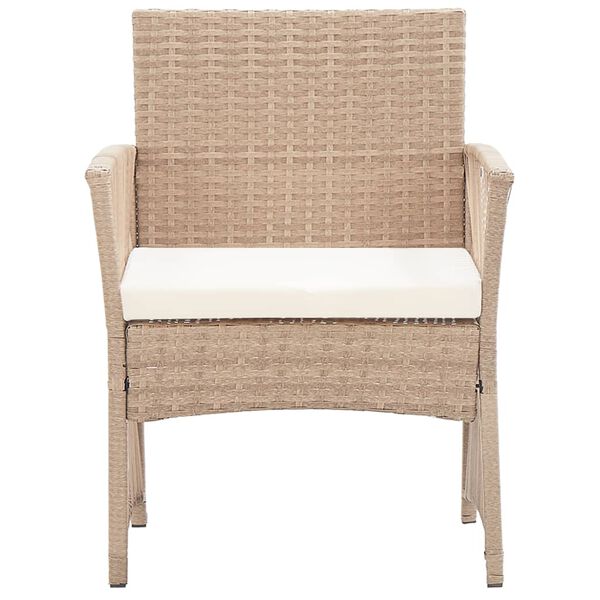 vidaXL 4 Piece Garden Lounge Set with Cushion Poly Rattan Beige