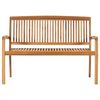 vidaXL Stacking Garden Bench with Cushion 128.5 cm Solid Teak Wood