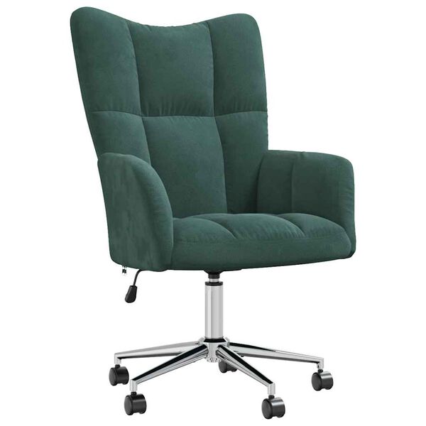 vidaXL Relaxing Chair Dark Green Velvet